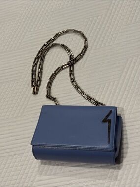 Giuseppe Zanotti Blue Leather Crossbody with Metal Chain